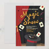 マジックバースデー招待状 - マジシャンのトップハット 招待状 (正面/裏面)