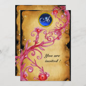 マジックベリーのイニシャルマーク、青 招待状 (正面/裏面)