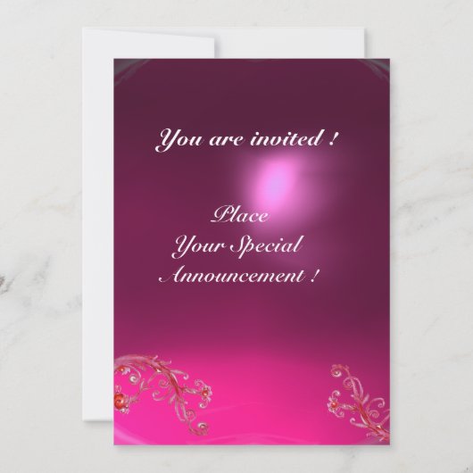 マジックベリー, モノグラム 赤 ルビー フューシャ 白 招待状 (裏面)