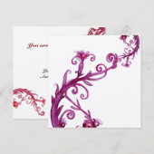 マジックベリー、紫と白のメタリックゴールド 招待状 (正面/裏面)