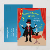 マジックボーイのショー誕生日パーティー インビテーションポストカード (正面/裏面)