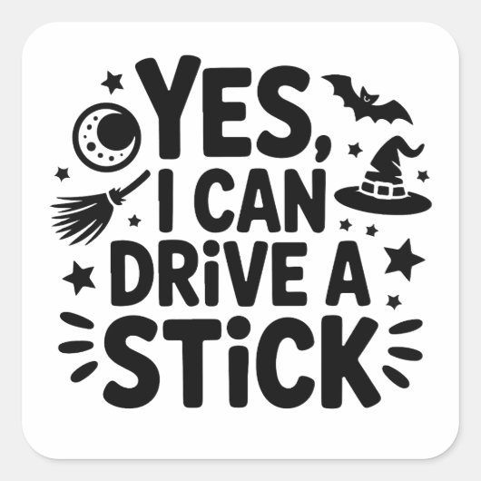 マジックマスター ステッキ車運転できるもん - ハロウィンのかわいい魔法使い スクエアシール (正面)