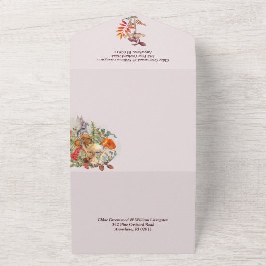 マジックマッシュルームとドラゴン結婚式招待状 オールインワン招待状 (外側)