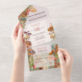 マジックマッシュルームとドラゴン結婚式招待状 オールインワン招待状