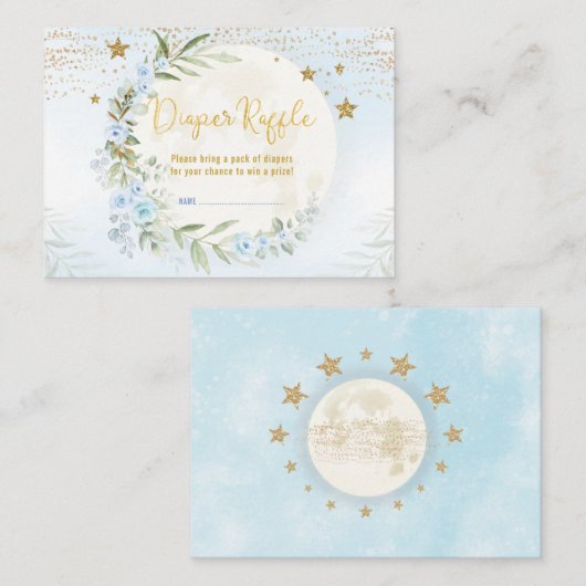 マジックムーンスターズブルー金ゴールドフローラおむつラッフル エンクロージャーカード (正面/裏面)