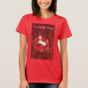 マジックユニコーン ファンタジーフラワー レッドフラワーモチーフ Tシャツ