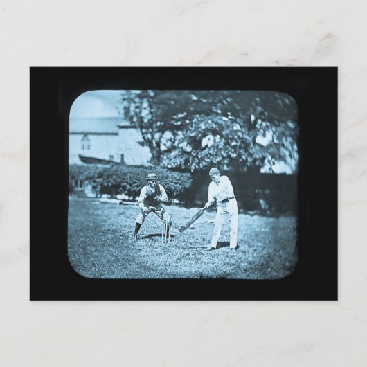 マジックランナースライド クリケットプレーヤー シアン ポストカード (正面)