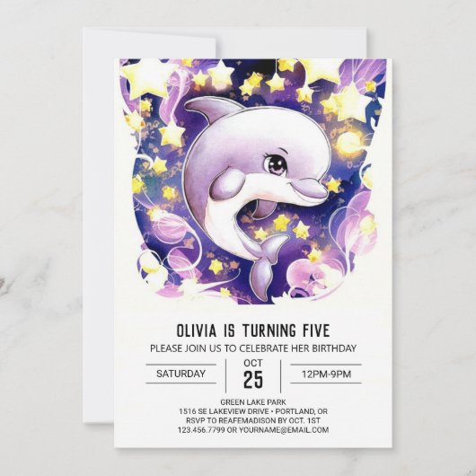 マジック航海のキッズドルフィン誕生日 招待状 (正面)