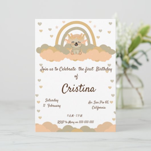 マジック クラウド レインボー コアラ パーティー 招待状 (スタンド正面)