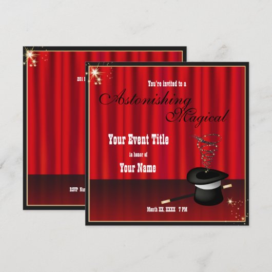 マジック・マジシャン・イベント・カスタム招待状 招待状 (正面/裏面)