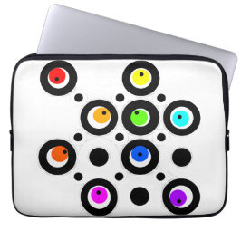 マジプードルスサークルとドットパターンレインボーブラック ラップトップスリーブ