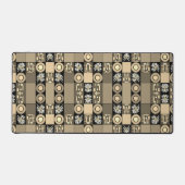 マジプードルパッチワークキルト2セピア デスクマット (正面)