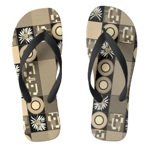 マジプードルパッチワークキルト2セピア ビーチサンダル