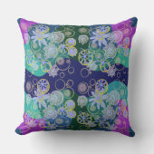 マジプードルフローラ数々のバブルブルーグリーンパープル クッション (正面)