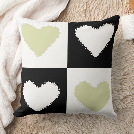 マジプードレスハートアブストラクションパステルオリーブグリーン クッション (ブランケット)