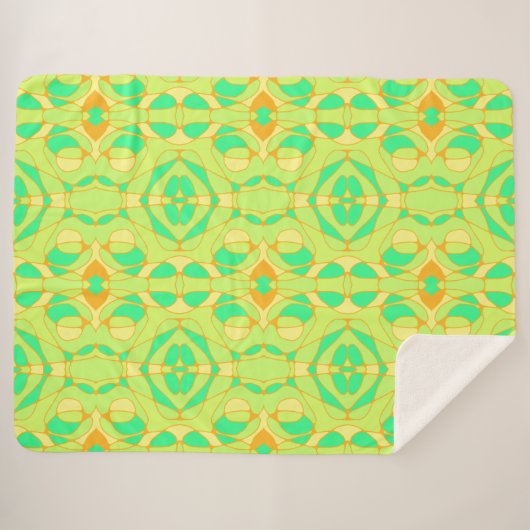 マジポドレスヌロアートグリーンイエローオレンジ シェルパブランケット (正面(横))