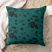 マジポドレスフィッシュバラダークティール(緑がかった色)ブラック クッション (ブランケット)