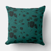 マジポドレスフィッシュバラダークティール(緑がかった色)ブラック クッション (正面)