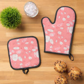 マジポドレスフィッシュバラ赤面ピンクホワイト 鍋つかみ&鍋敷きセット (トップダウン)