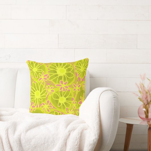マジポドレスラブフラワーズ – ライムコーラルピンク クッション (ソファ)
