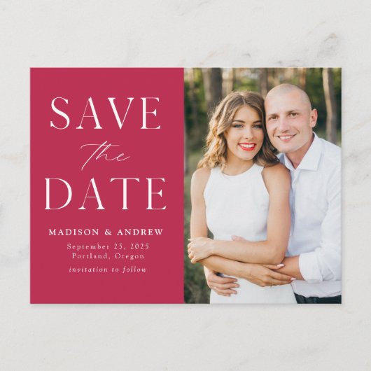 マジモダンンエレガントタ写真の保存日付 案内ポストカード (正面)