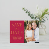 マジモダンンエレガントタ写真の保存日付 箔招待状ポストカード (立ち正面)