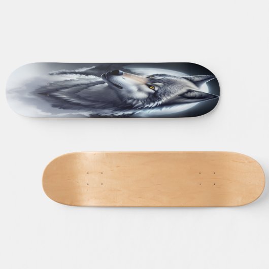 マジャスティックウルフアートデジタルアートデザイン スケートボード (横)