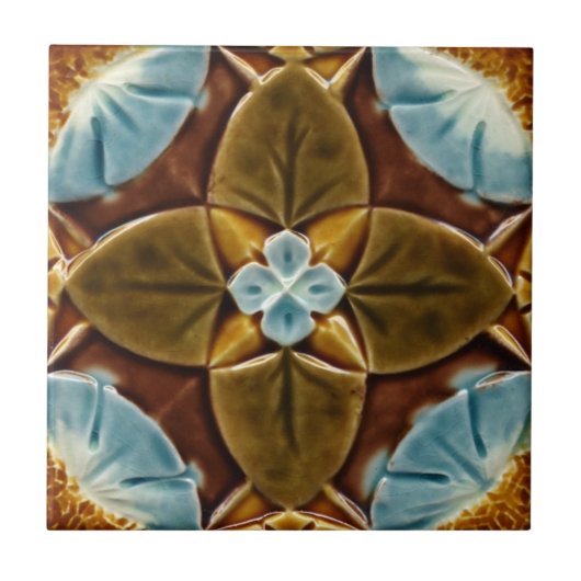 マジョリカのゴシック様式タイルc1893 Mintonsのヴィンテージのデザイン タイル (正面)