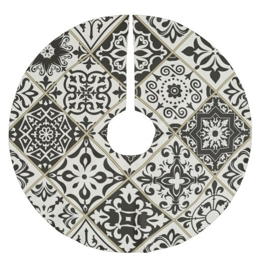 マジョリカイスラム瓦パッチワーク ブラッシュドポリエステルツリースカート (正面)