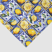 マジョリカタイルのレモン地中海の青 薄葉紙 (詳細)