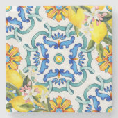 マジョリカタイルレモンブライダルシャワーの好意 ストーンコースター (正面)