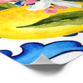 マジョリカブルータイルレモンの誕生日ウェルカムサイン ポスター (角)