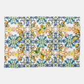 マジョリカ、シチリアのタイル、レモンの柑橘類 キッチンタオル (横)