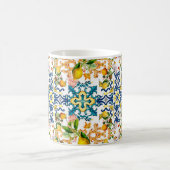 マジョリカ、シチリアのタイル、レモンの柑橘類 コーヒーマグカップ (中央)