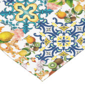 マジョリカ、シチリアのタイル、レモンの柑橘類  ショートテーブルランナー (コーナー)