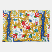 マジョリカ、シチリアスタイル、レモンのエプロン キッチンタオル (横)