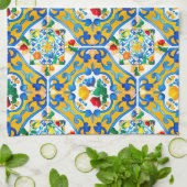 マジョリカ、レモン、シチリアのタイル、 キッチンタオル (折り畳み)