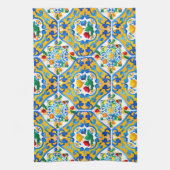 マジョリカ、レモン、シチリアのタイル、 キッチンタオル (縦)