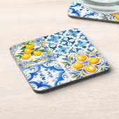 マジョリカ、レモン、シチリアのタイル、 コースター (左側)