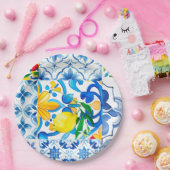 マジョリカ、レモン、シチリアのタイル、 ペーパープレート (パーティー)