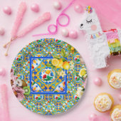 マジョリカ、レモン、シチリアのタイル、 ペーパープレート (パーティー)