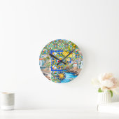 マジョリカ、レモン、シチリアのタイル、 ラウンド壁時計 (ホーム)