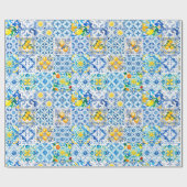 マジョリカ、レモン、シチリアのタイル、 ラッピングペーパー (フラット)