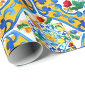 マジョリカ、レモン、シチリアのタイル、 ラッピングペーパー (ロールコーナー)