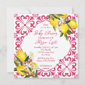 マジョリ地中海のカのタイルレモンの赤ちゃんシャワー 招待状 (正面)