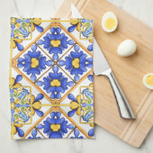 マジョリ地中海のカ、タイル キッチンタオル (四つ折り)