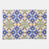 マジョリ地中海のカ、タイル キッチンタオル (横)