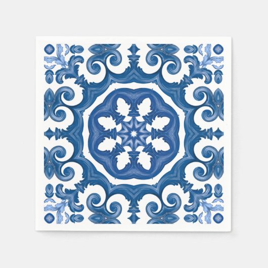 マジョリ地中海のカ、タイル スタンダードカクテルナプキン (正面)