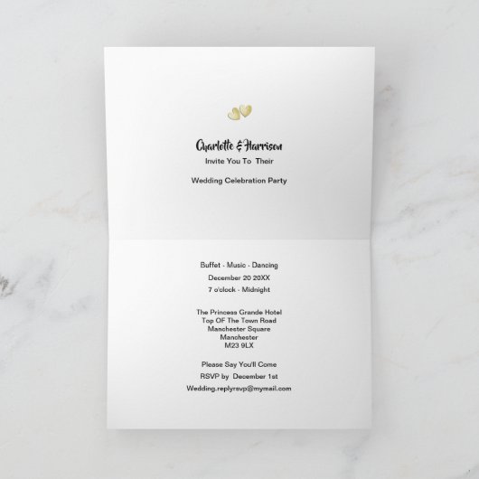 マジョルカでの結婚披露結婚したパーティー後の披露宴 招待状 (内部)