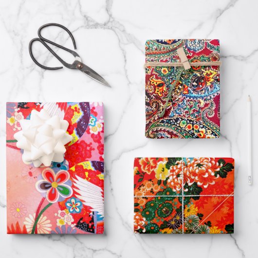 マジョンエグレトアンドペイズリー ラッピングペーパーシート (正面)